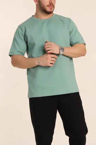 su-yesili-relaxed-fit-double-face-basic-erkek-tisort-348941