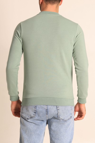 Su Yeşili Relaxed Fit Kabartma Yazılı Erkek Sweatshirt 221449