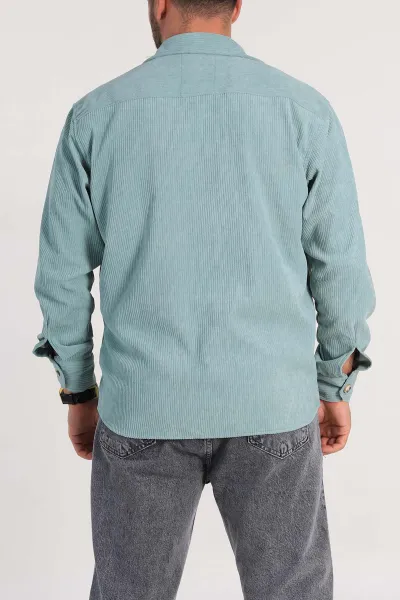 Su Yeşili Relaxed Fit Kadife Erkek Gömlek 314709