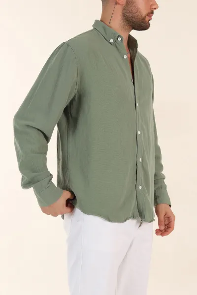 Su Yeşili Relaxed Fit Pamuk Ata Yaka Erkek Gömlek 363817