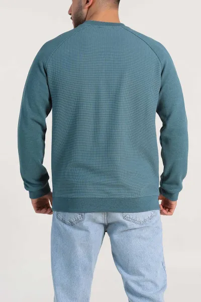 Su Yeşili Relaxed Fit Pike Kumaş Reglan Kollu Basic Sweatshirt 317688