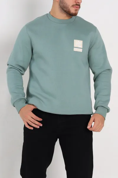 su-yesili-relaxed-fit-uc-ip-sardonlu-kabartma-detayli-erkek-sweatshirt-309880