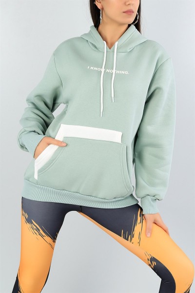 Su Yeşili Şardonlu Üç İp Bayan Sweat 45199