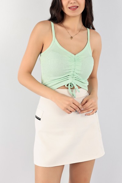 Su Yeşili Sıkmalı Fitilli Bluz 97763