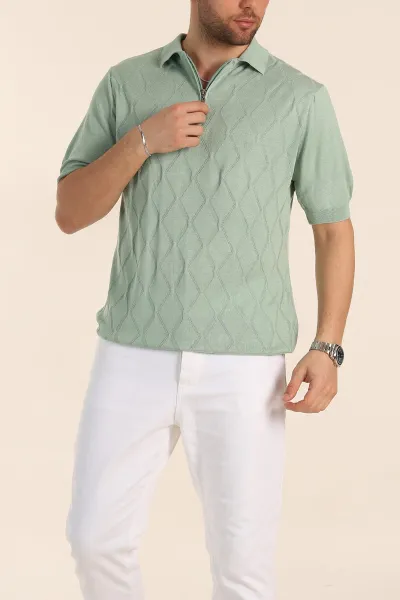 su-yesili-slim-fit-baklava-desenli-polo-yaka-kisa-kollu-erkek-triko-tisort-338903