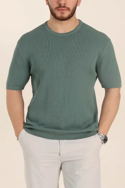 su-yesili-slim-fit-dokulu-basic-kisa-kollu-erkek-triko-tisort-338603