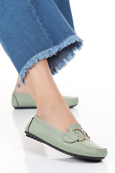 Su Yeşili Tokalı Kadın Babet Ayakkabı 120680