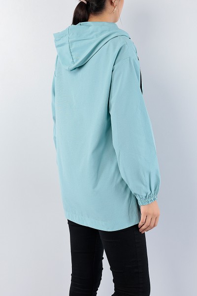 Su Yeşili Yan Çıtçıtlı Fermuarlı Tunik 75116