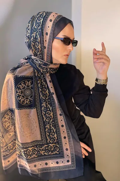 Sütlü Kahve 180X70 cm Dijital Baskı Lenora Desenli Pamuk Şal 331618