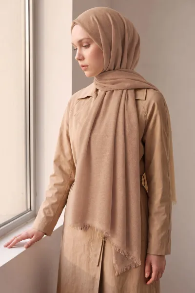Sütlü Kahve 70x180 Cm Mimoza Premium Jakarlı Pamuk Şal 494022