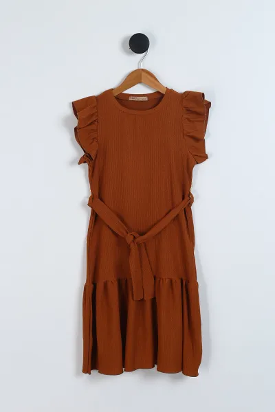 taba-2-10-yas-kol-firfirli-bel-kemerli-burumcuk-kiz-cocuk-elbise-342789