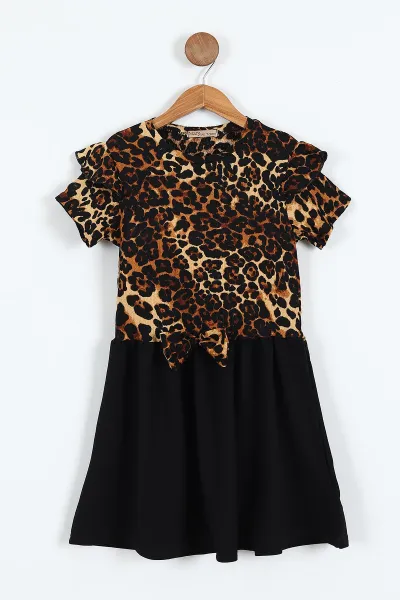 taba-2-10-yas-kol-firfirli-leopar-desen-fiyonklu-burumcuk-kiz-cocuk-elbise-342805