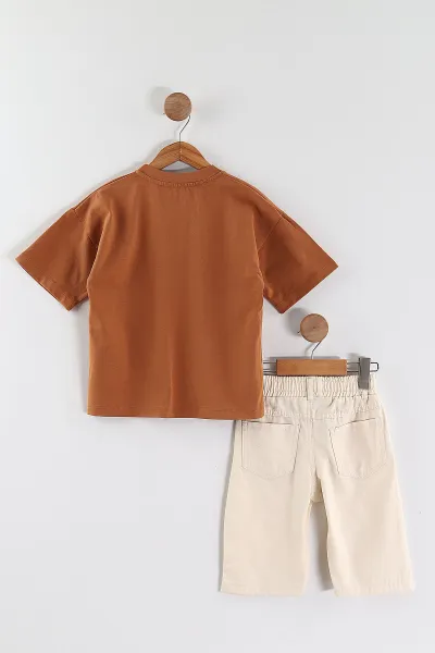 Taba (2-10 Yaş)Baskılı Gabardin Şortlu Erkek Çocuk Takım 457404