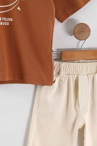 Taba (2-10 Yaş)Baskılı Gabardin Şortlu Erkek Çocuk Takım 457404