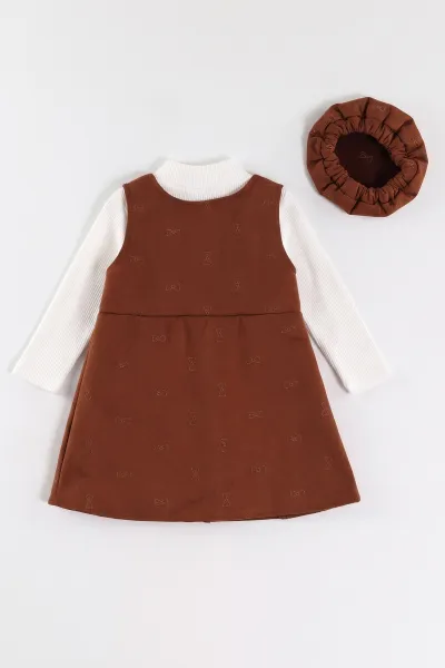 Taba (2-6 Yaş) Raporlu Badili Şapkalı Kadife Kız Çocuk Elbise 483504