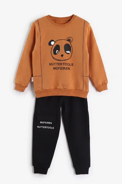 Taba (2-6 Yaş)Panda Baskılı  2 İp Erkek Çocuk Mevsimlik Takım 472731