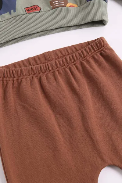 Taba  (3 -24 Ay) Safari Hayvanlar Baskılı  Erkek Bebek Mevsimlik Takım 472743