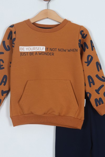 Taba (3-6 Yaş) Kanguru Cepli Be Yourself Baskılı Erkek Çocuk Takım 208317