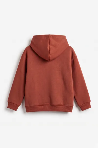 Taba (5-12 Yaş) Baskısız Kapüşonlu 3 İp Şardonlu Erkek Çocuk Sweatshirt 481759