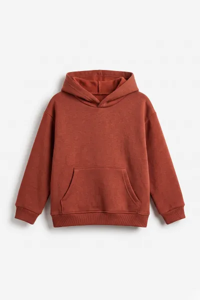 Taba (5-12 Yaş) Baskısız Kapüşonlu 3 İp Şardonlu Erkek Çocuk Sweatshirt 481759