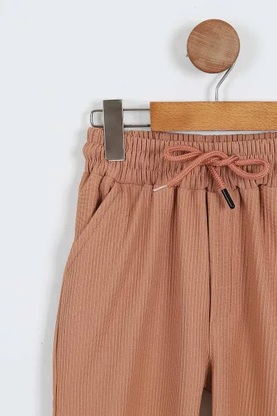 Taba (7-10 Yaş)Fitilli Likralı Erkek Çocuk Jogger Pantolon 357080
