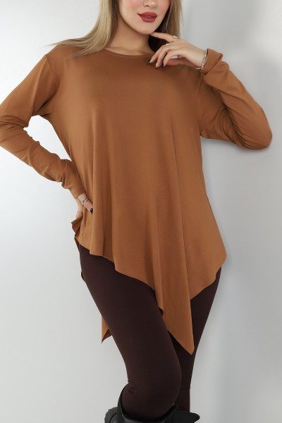 Taba Asimetrik Kesim Viskon Bluz -T 148792