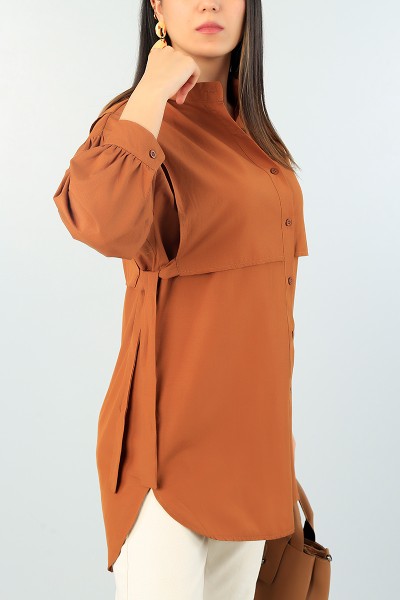 Taba Bağlamalı Dokuma Gömlek Tunik 65894