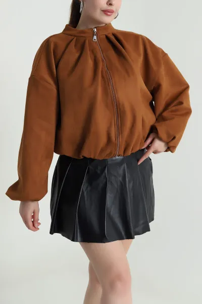 Taba Balon Bomber Kadın Süet Mont 483999