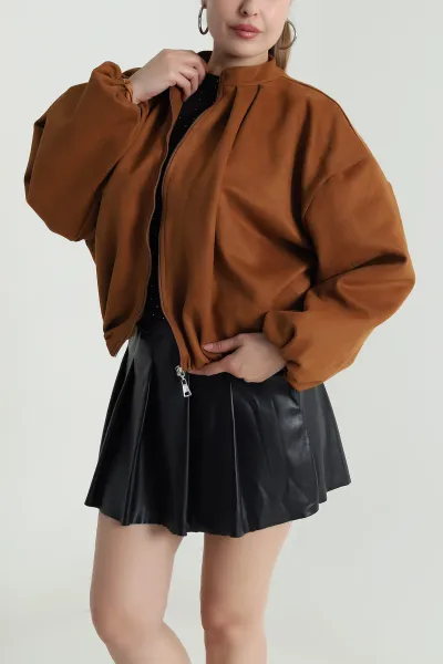 Taba Balon Bomber Kadın Süet Mont 483999
