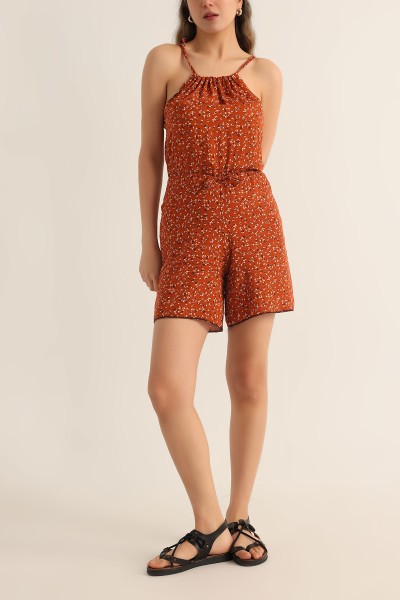 Taba Beli Lastikli Dokuma Şort Tulum 175668