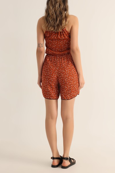 Taba Beli Lastikli Dokuma Şort Tulum 175668