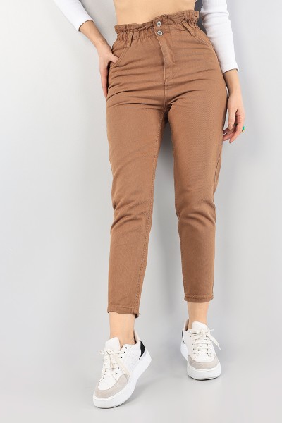 Taba Beli Lastikli Mom Bayan Kot Pantolon 88599