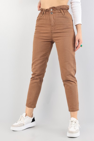 Taba Beli Lastikli Mom Bayan Kot Pantolon 88599
