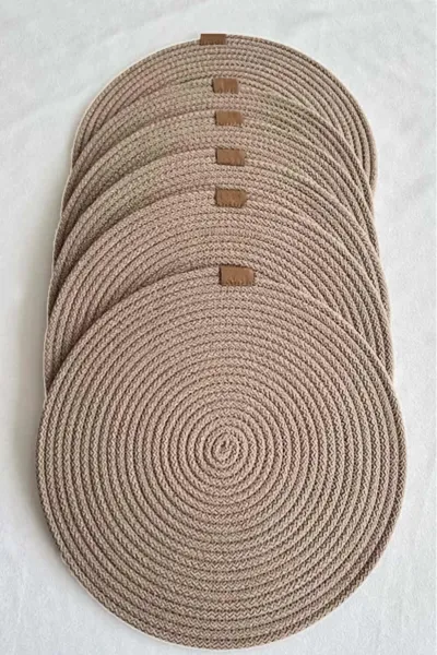 Taba Bella Home 6'lı Örgü Supla - Amerikan Servis Lüx Sunum Tabak Altlığı - Çeyiz Takımı 434960