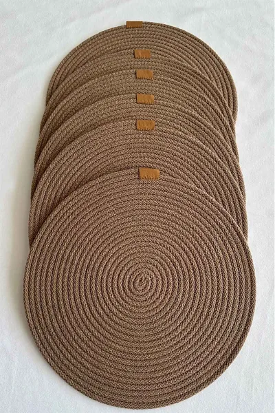Taba Bella Home 6'lı Örgü Supla - Amerikan Servis Lüx Sunum Tabak Altlığı - Çeyiz Takımı 434960