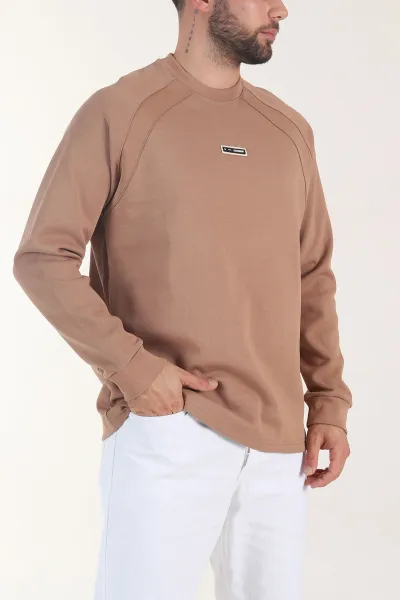 Taba Bisiklet Yaka Erkek Sweatshirt 406590