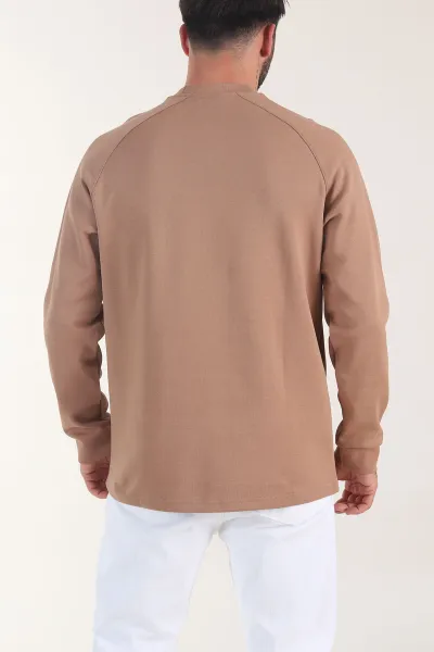 Taba Bisiklet Yaka Erkek Sweatshirt 406590