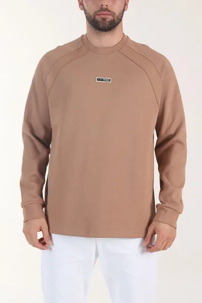 Taba Bisiklet Yaka Erkek Sweatshirt 406590