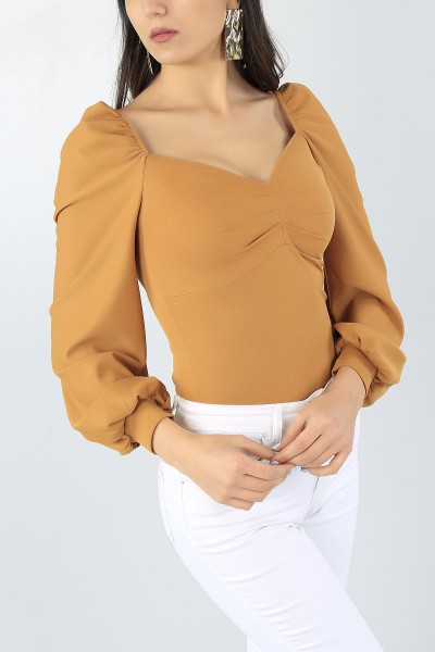 Taba Büzgü Tasarımlı Likralı Bluz 52963