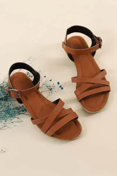 Taba Çapraz Bantlı Kadın Sandalet 284093
