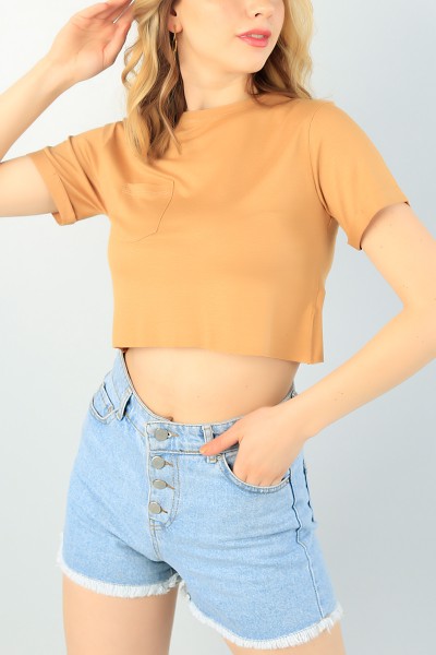 Taba Cepli Duble Kol Crop Tişört 65400