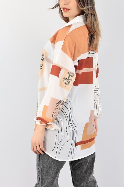 Taba Dijital Baskılı Crep Gömlek Tunik 96419
