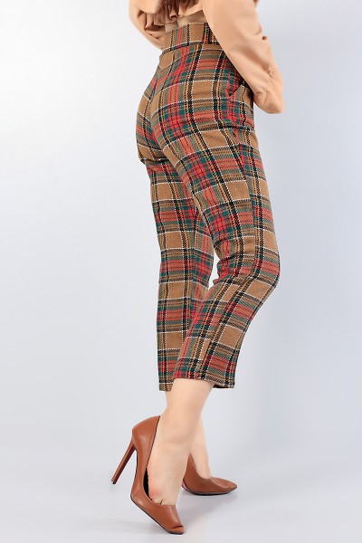Taba Ekose Kaşmir Kemerli Bayan Pantolon 76516