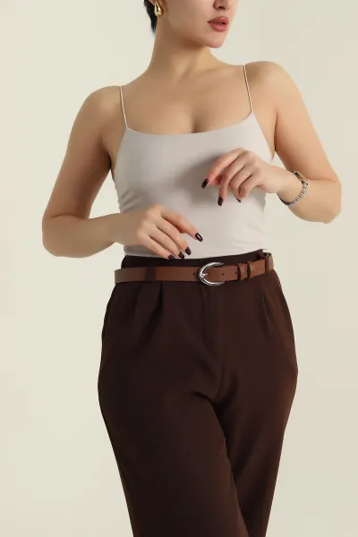 Taba Gümüş Toka Detaylı Kadın Kemer 421505