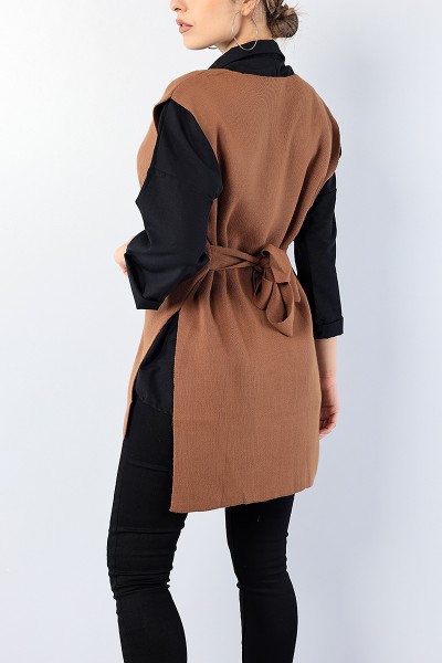 Taba Kendinden Kemerli Bayan Triko Süveter 75483