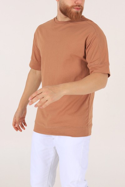 Taba Kolları Lastikli Oversize Erkek Tişört 172420