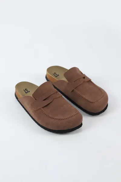 Taba Nubuk Kadın Loafer Terlik 500439