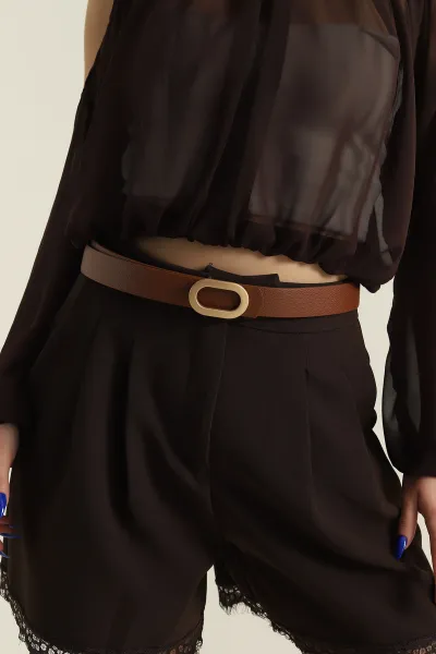 Taba Oval Toka Detaylı Kadın Kemer 421449