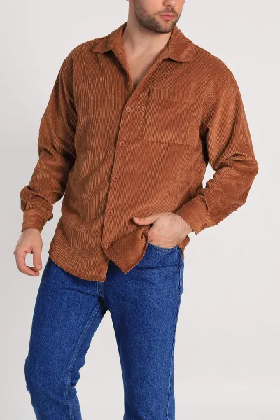 taba-oversize-fitilli-kadife-cep-detayli-erkek-gomlek-323860