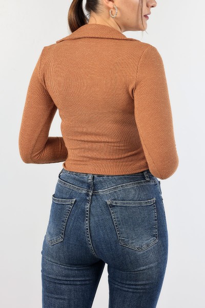Taba Polo Yaka Fermuarlı Bluz 88731